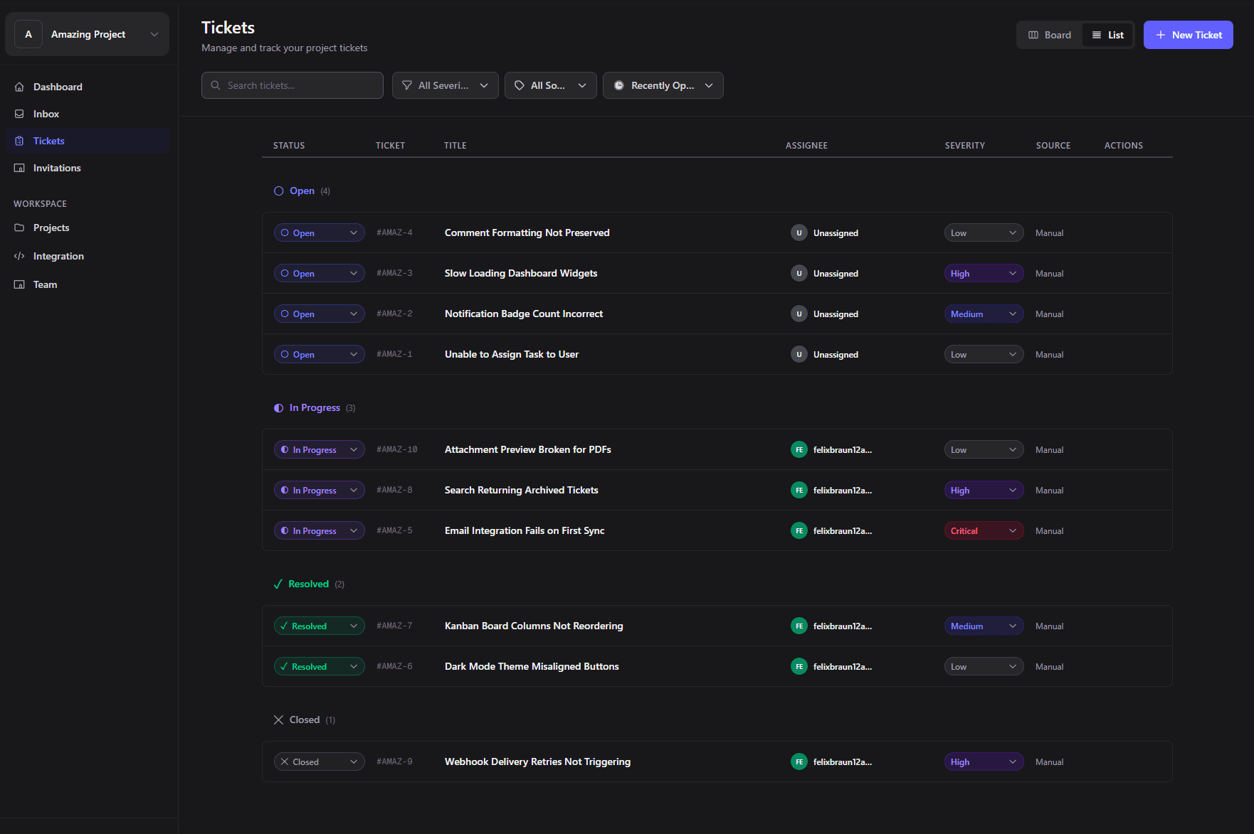 Simple project management Kanban board